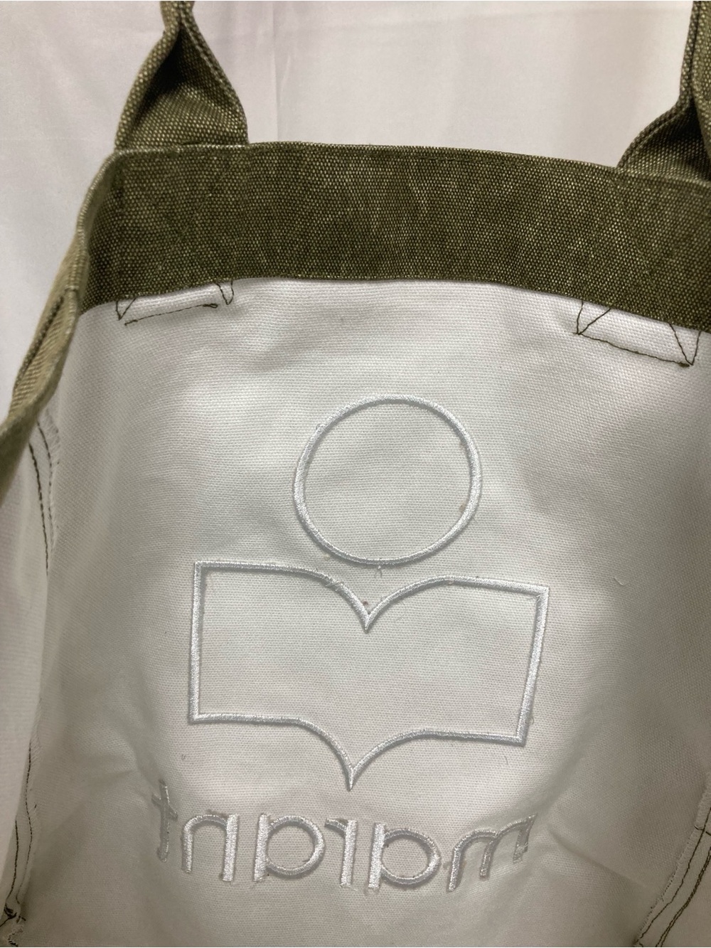 Isabel Marant Olive Canvas Tote with White Logo - Picture 7 of 9